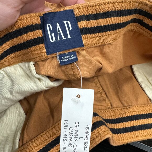 LARGE - GAP - Men’s Pull-On Khaki Shorts with Drawstring NEW - Picture 5 of 11